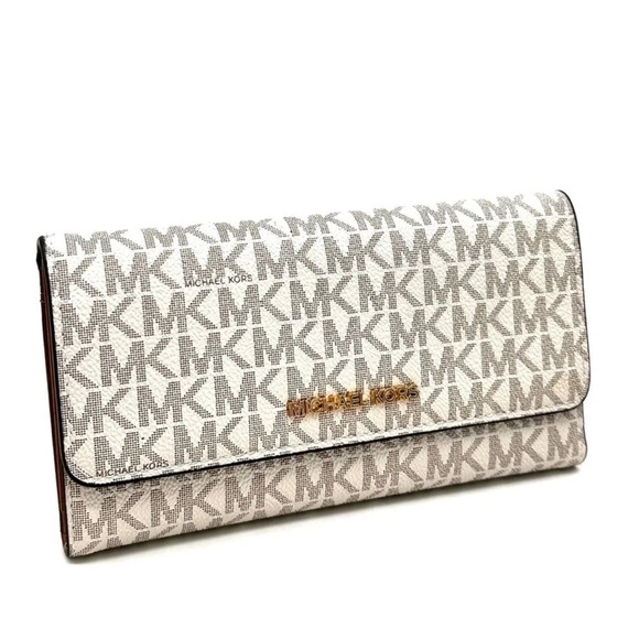 Michael Kors Large trifold Wallet Vanilla/Brown - Picture 3 of 7